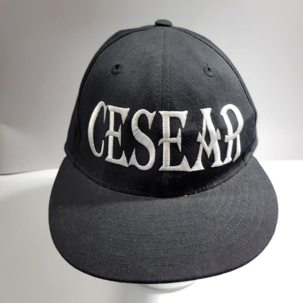 Lids Hat Cap Fitted Mens 7 5/8 Black CESEAR Embroidered SK Baseball Twill